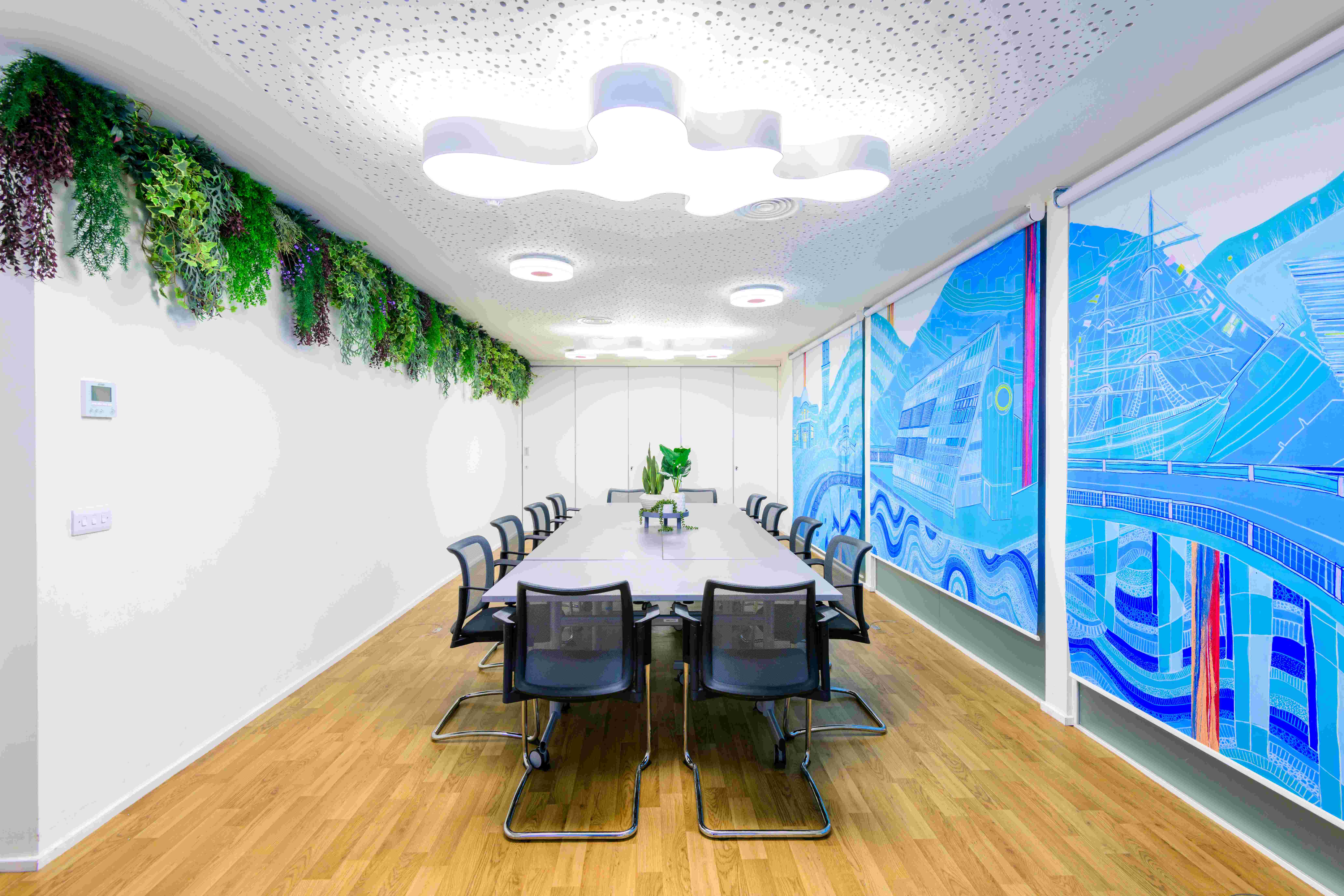 Reverse image of innovate meeting room